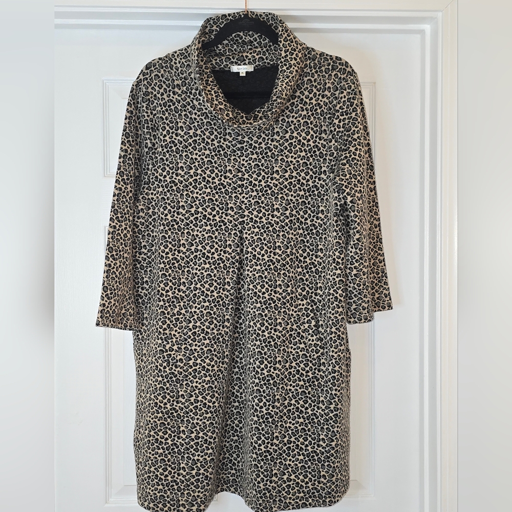 Tyler Boe Black and Cream Leopard Dress